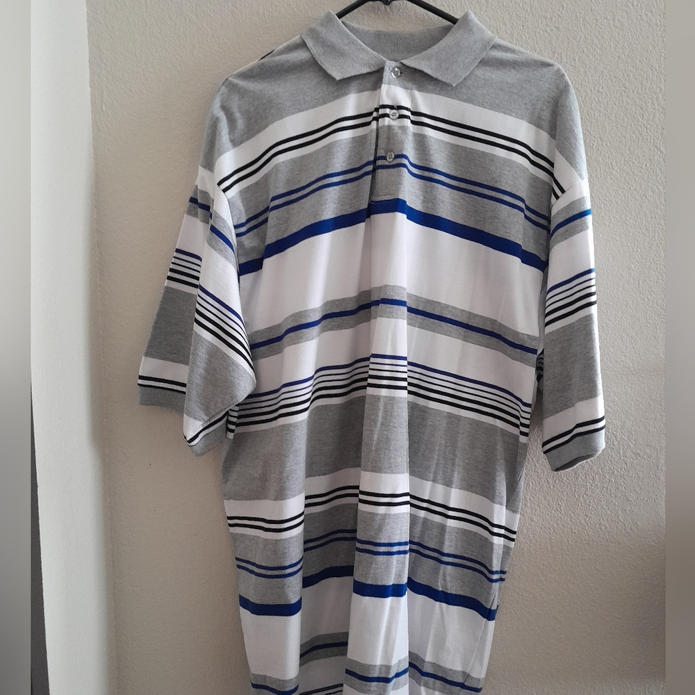 Vintage Mensfield Men's Blue Striped Shirt  Size:3XL  Mensfield